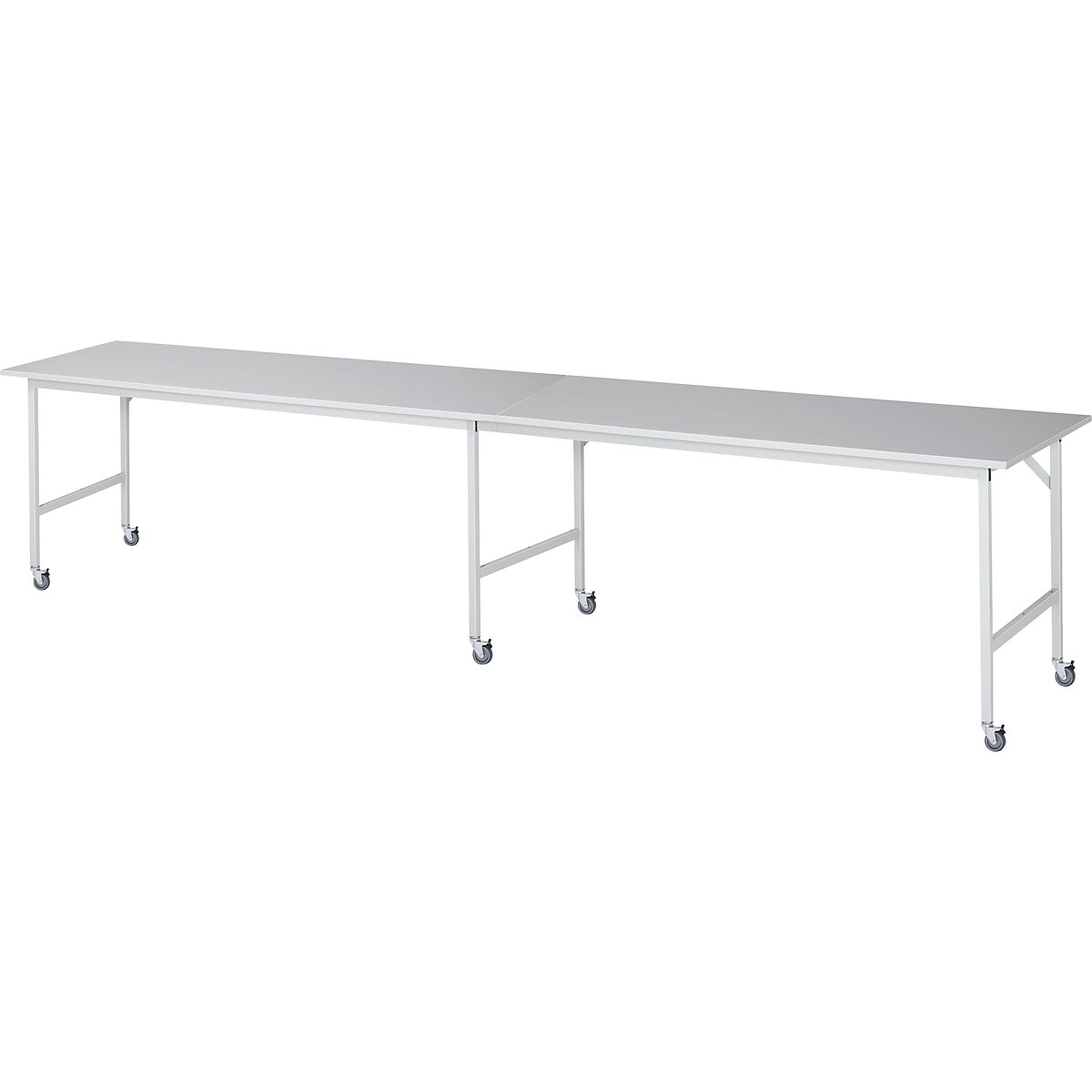 Work table, mobile, melamine panel, thickness 22 mm, 30 x 30 mm, WxDxH 4000 x 800 x 900 mm-0