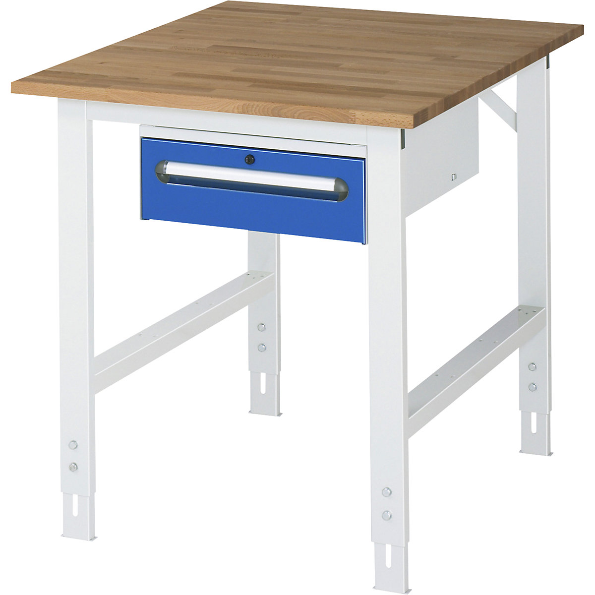Work table with drawer cupboard, base container with 1 drawer 150 mm, WxD 750 x 1000 mm, solid beech wood panel, thickness 25 mm-0