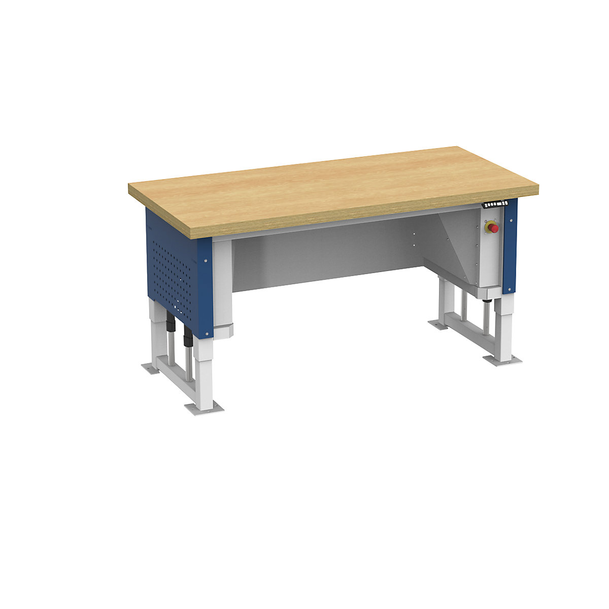 Heavy duty table, electrically height adjustable, worktop width 1685 mm, max. surface load 1000 kg, gentian blue RAL 5010-1
