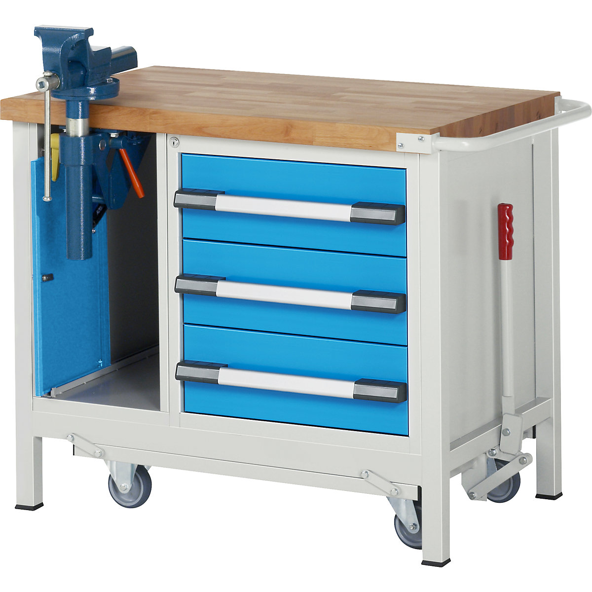 Mobile and lowerable workbench, Series 8 frame construction - eurokraft pro