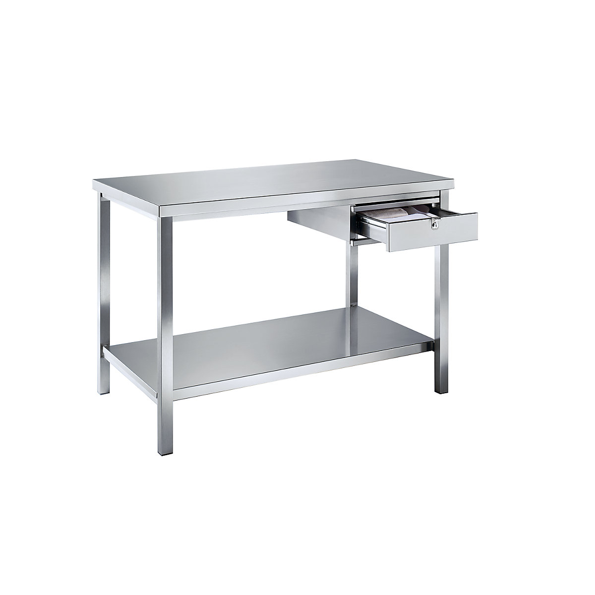 Workbench made of chrome nickel steel – eurokraft basic (Product illustration 8)-7