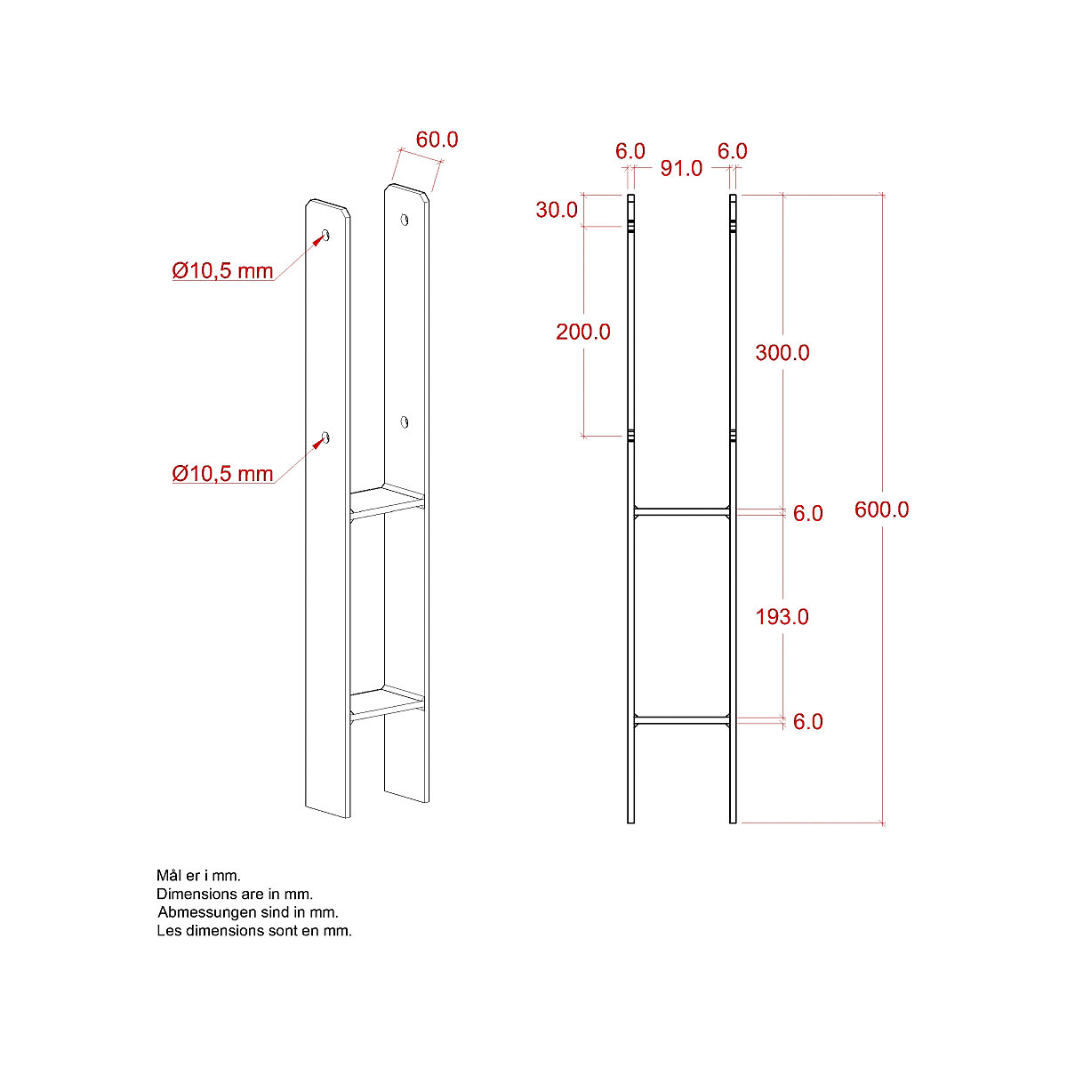 H-post foot (Product illustration 2)-1