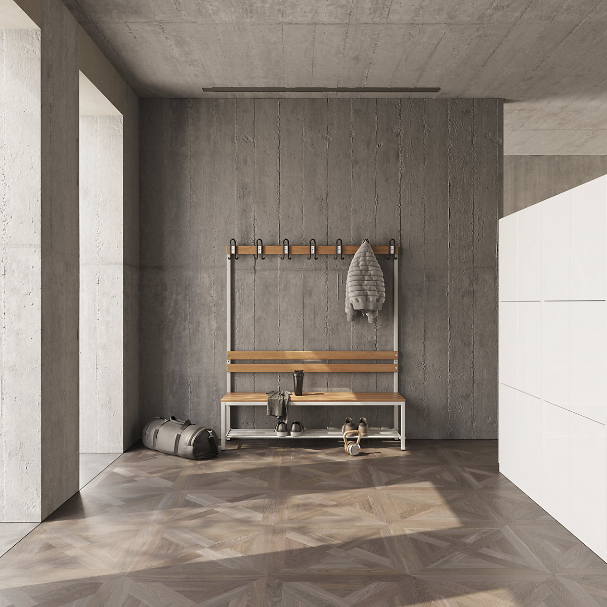 Shoe shelf for eurokraft basic changing room bench (Product illustration 4)-3