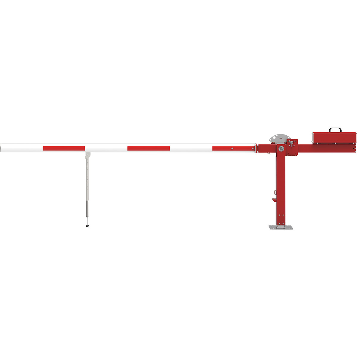 Access barrier, barrier – Mannus, with counterbalance weight and spring loaded pendulum support, barrier beam length 4 m-5
