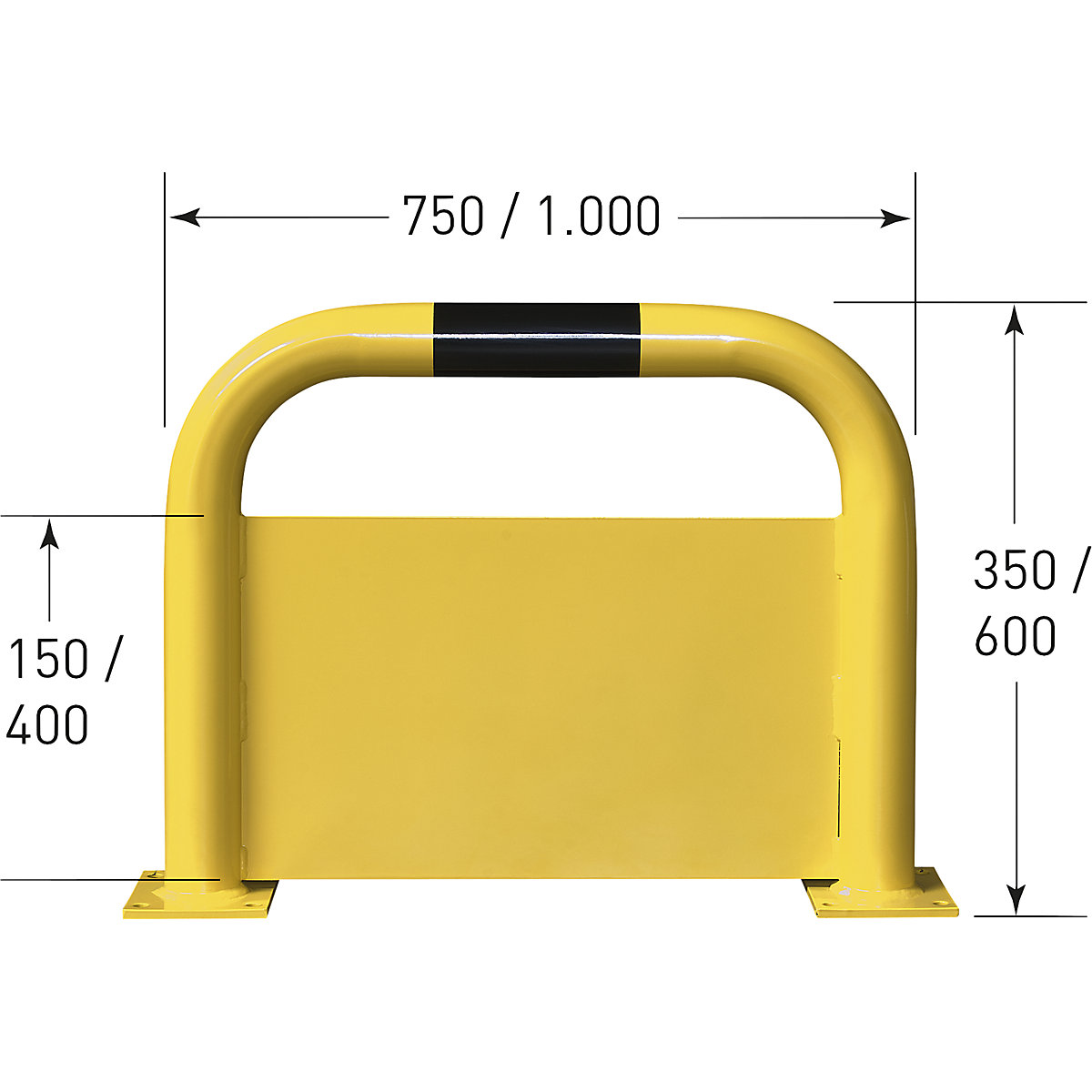 Crash protection barrier with forklift guard, Ø 76 mm – Black Bull (Product illustration 7)-6