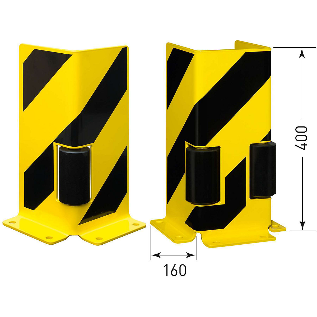 Shelf unit crash protection guard with guide rollers – Black Bull (Product illustration 2)-1