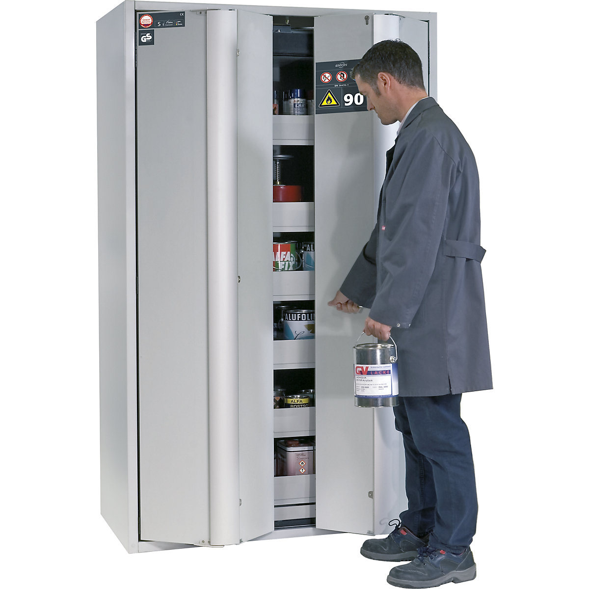 Fire resistant cupboard with folding doors for hazardous goods type 90, semi-automatic – asecos (Product illustration 5)-4