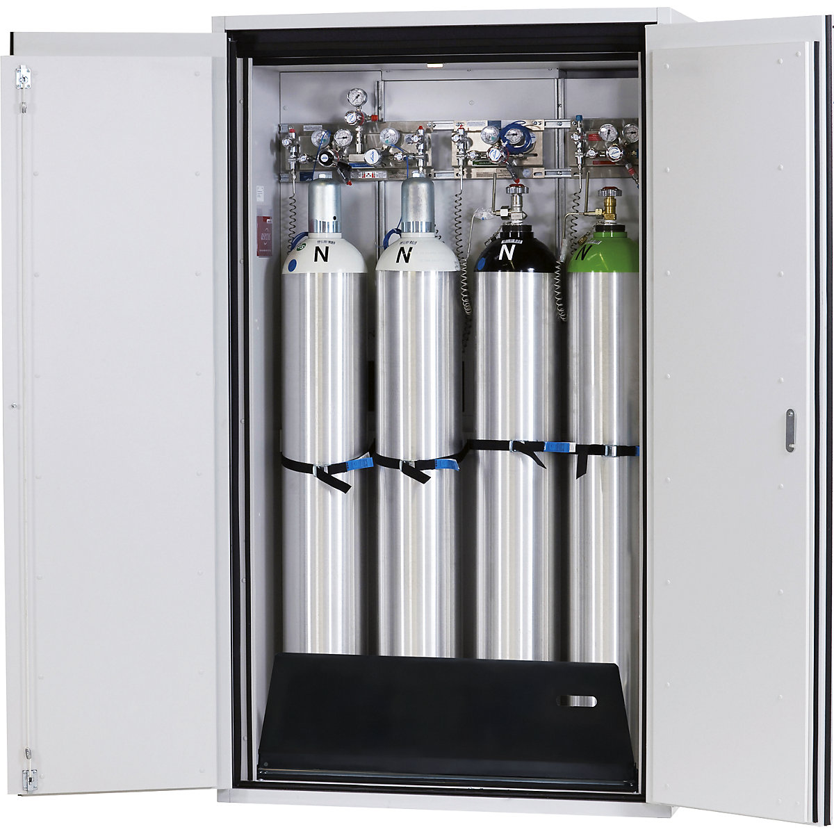 G90 fire-resistant pressurised gas cylinder cupboard – asecos, for storage in workrooms, for 4 x 50 l bottles, external width 1200 mm-3