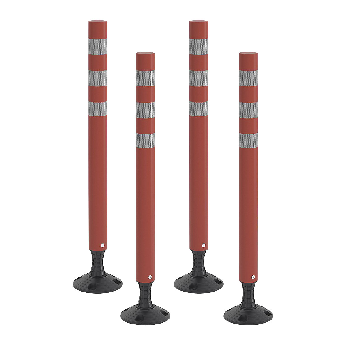 Flexible barrier post with reflective stripes