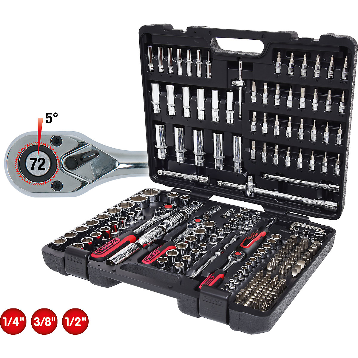 Socket set 1/4'' + 3/8'' + 1/2'' CHROMEplus – KS Tools