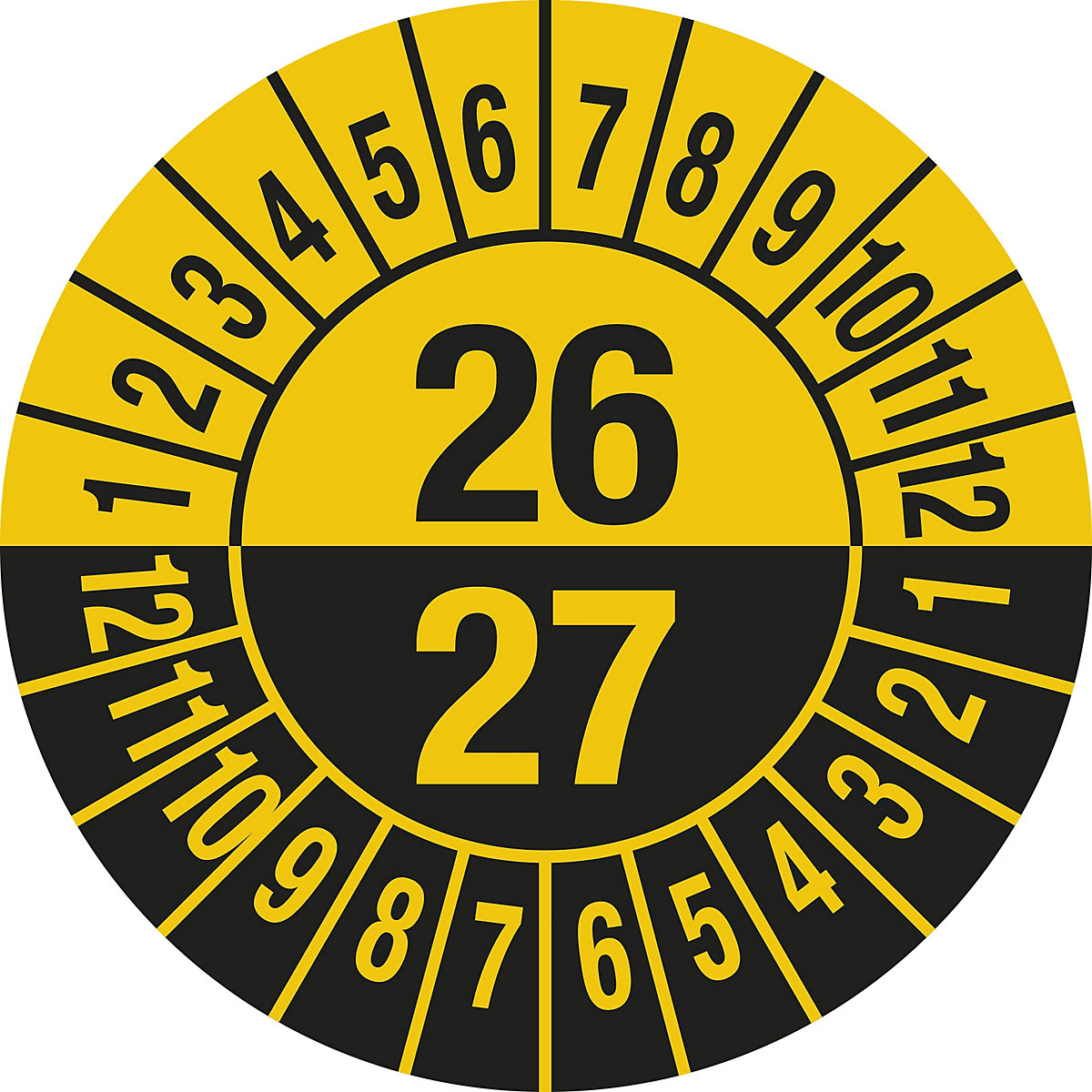 Test placard, multiple years