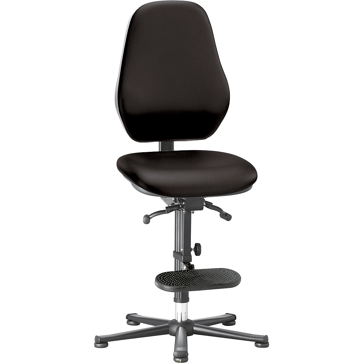 Industrial swivel chair – bimos, with ESD protection, gas spring, floor glides, step-up, black vinyl covering-1