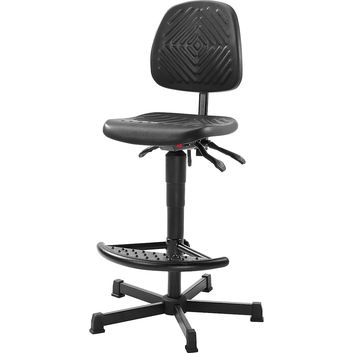 Industrial swivel chair, polyurethane upholstery, gas lift height adjustment – meychair