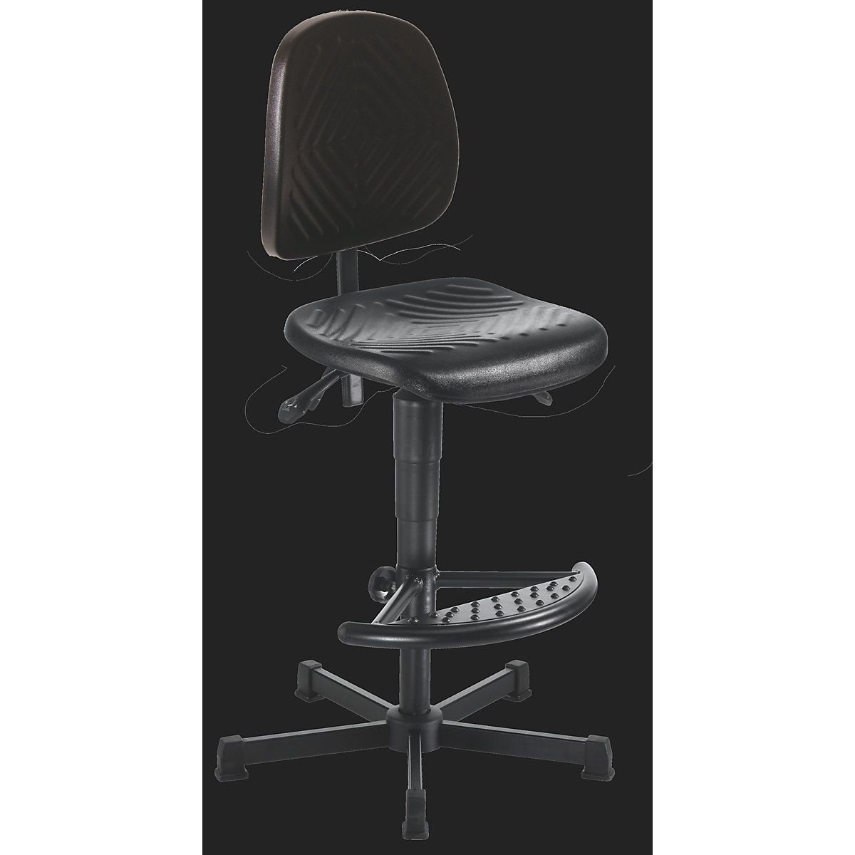 Industrial swivel chair, polyurethane upholstery, gas lift height adjustment – meychair (Product illustration 3)-2
