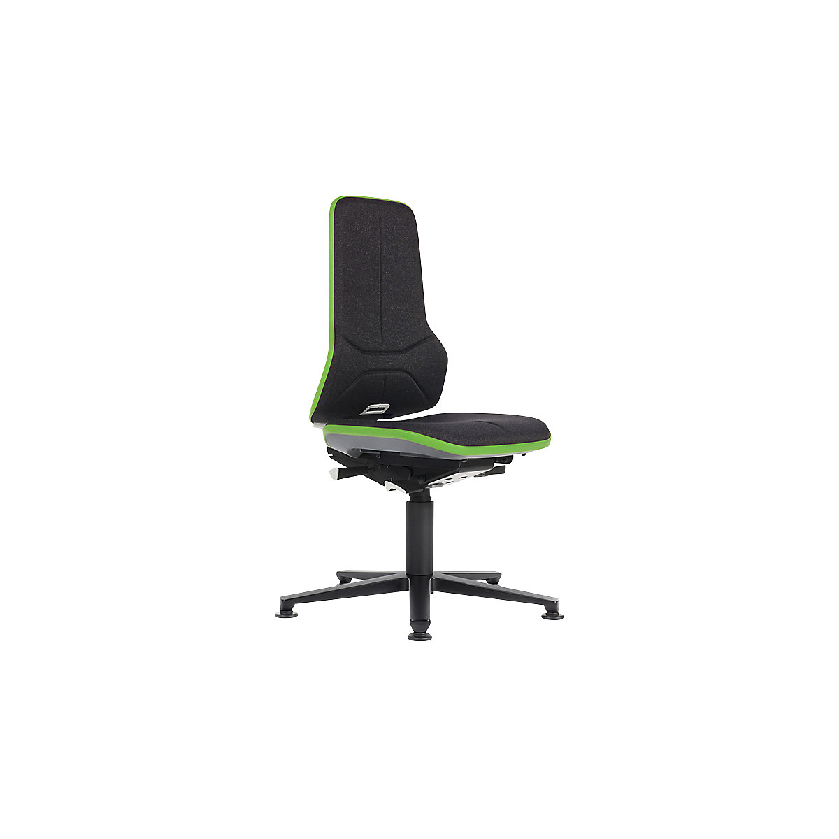 NEON ESD industrial swivel chair, floor glides – bimos, permanent contact mechanism, fabric, green bumper-1