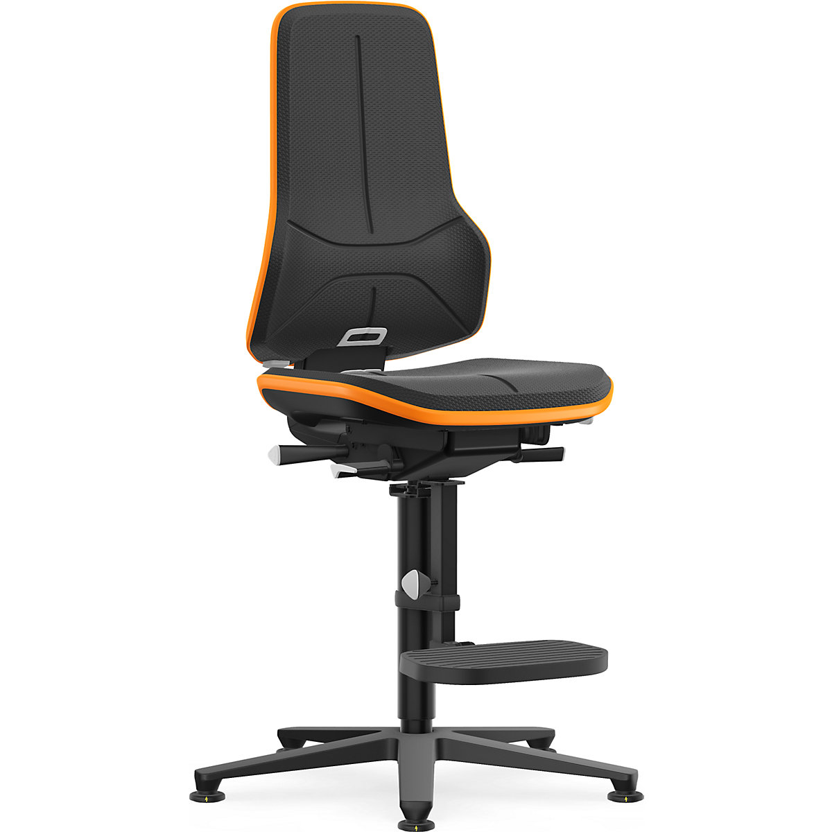 NEON ESD industrial swivel chair, floor glides, step-up – bimos (Product illustration 5)-4