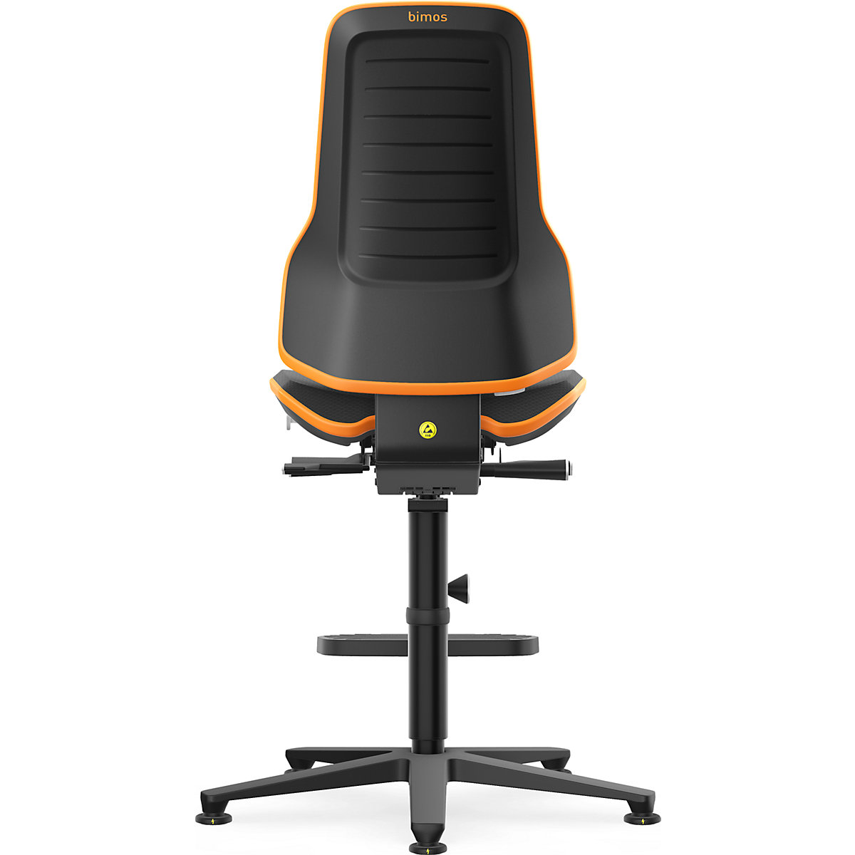 NEON ESD industrial swivel chair, floor glides, step-up – bimos (Product illustration 6)-5