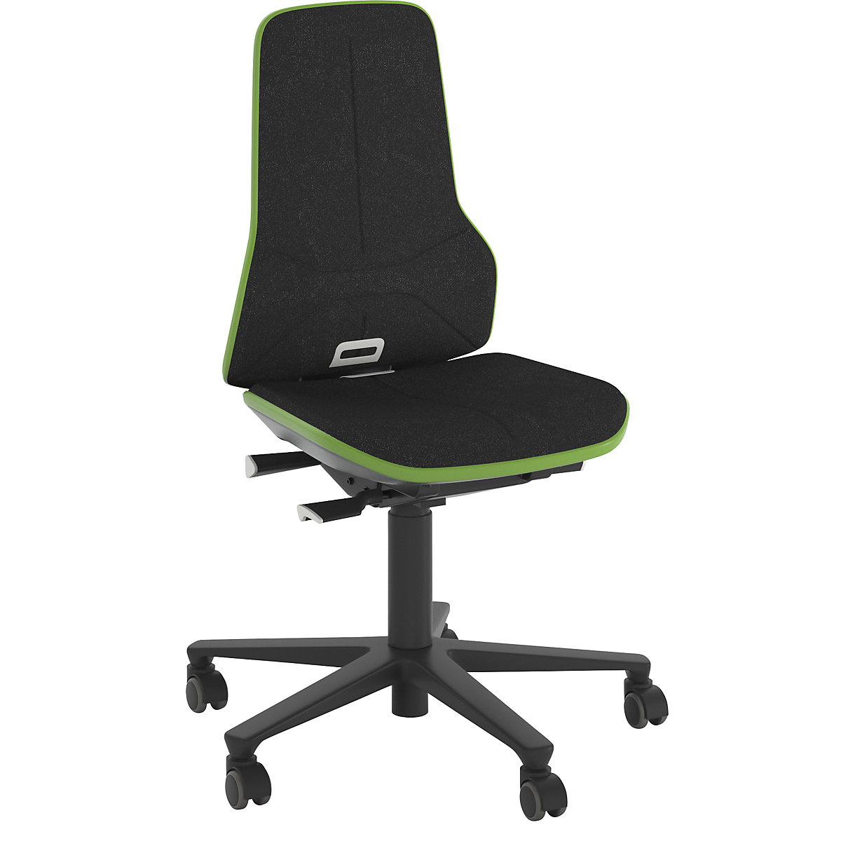 NEON industrial swivel chair, castors – bimos, permanent contact mechanism, fabric, green bumper-3