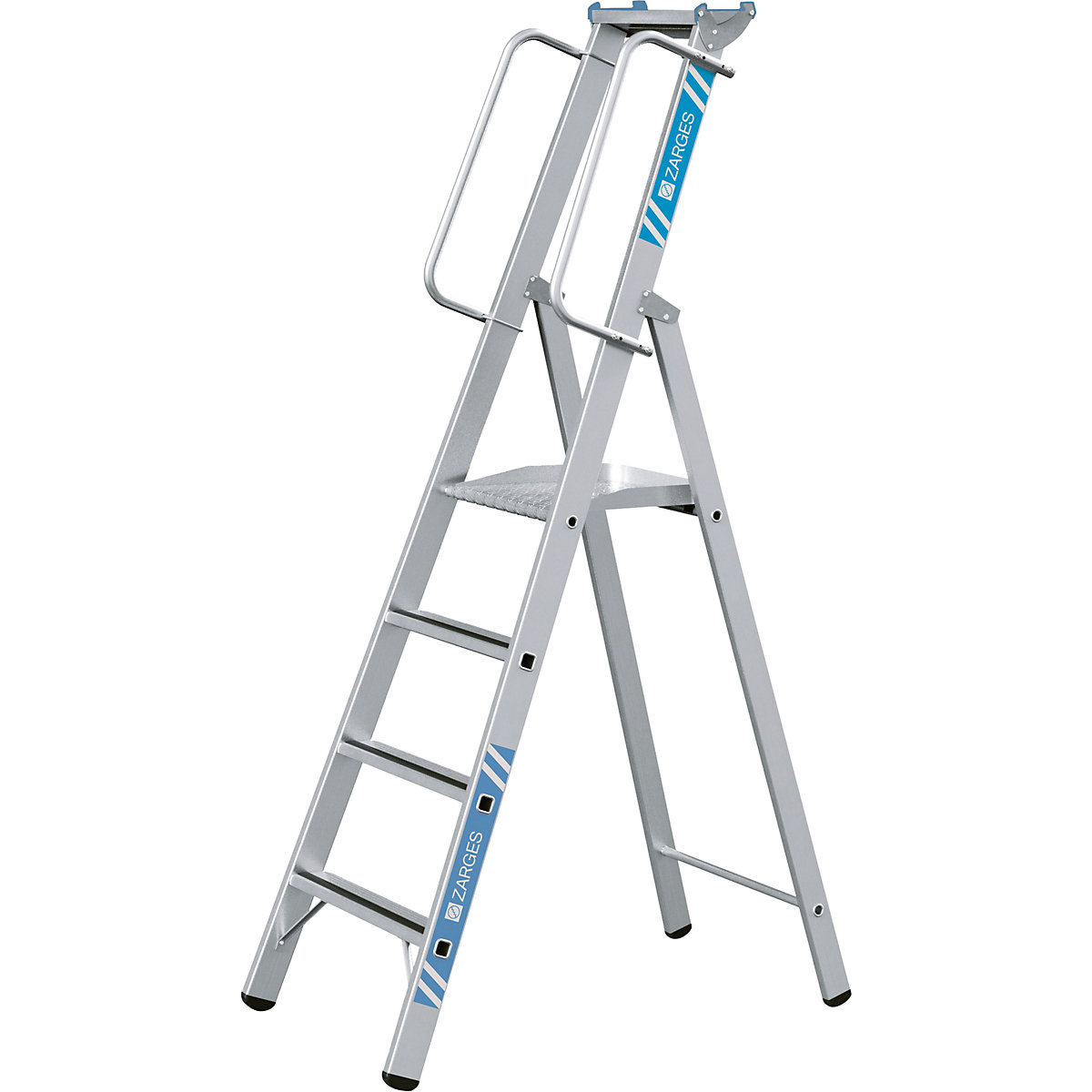 Aluminium step ladder with large platform - ZARGES
