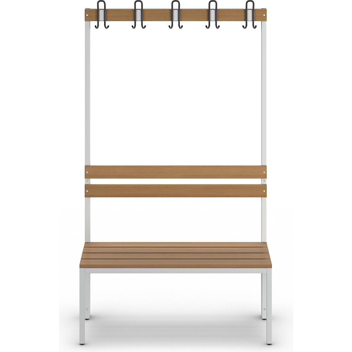 Changing room bench with back rest, single sided – eurokraft basic (Product illustration 7)-6