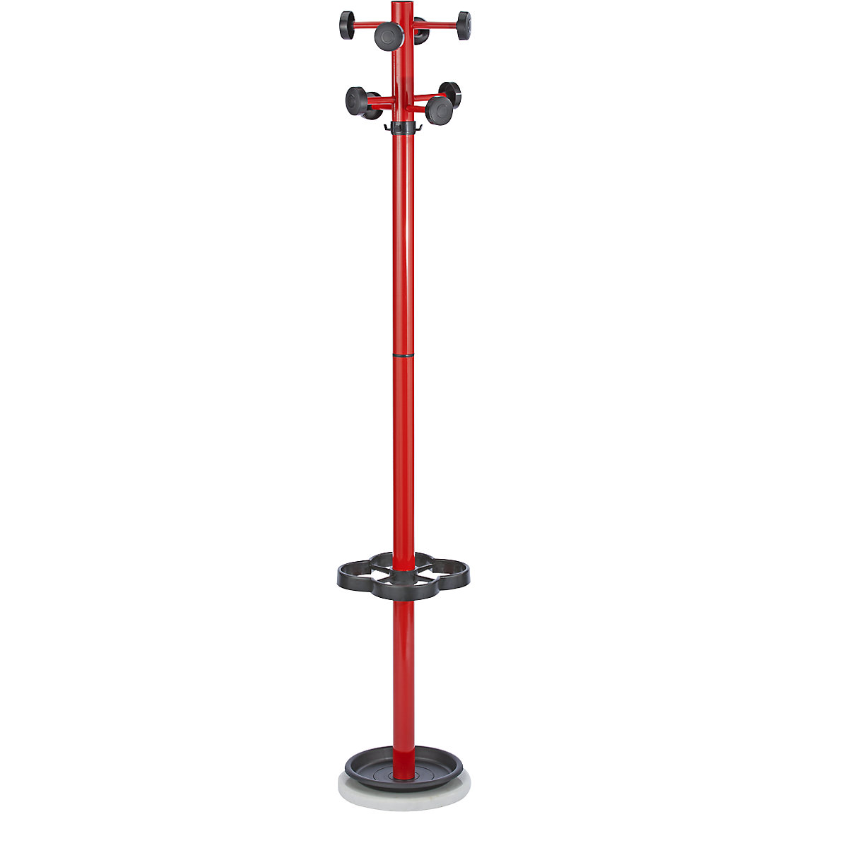 Coat stand with black hook knobs