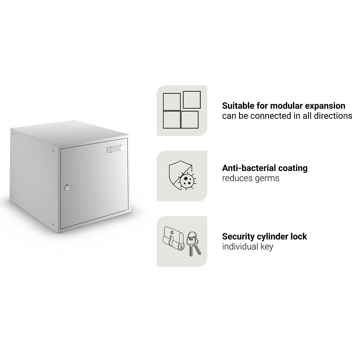 Cube locker, anti bacterial – eurokraft basic (Product illustration 6)-5