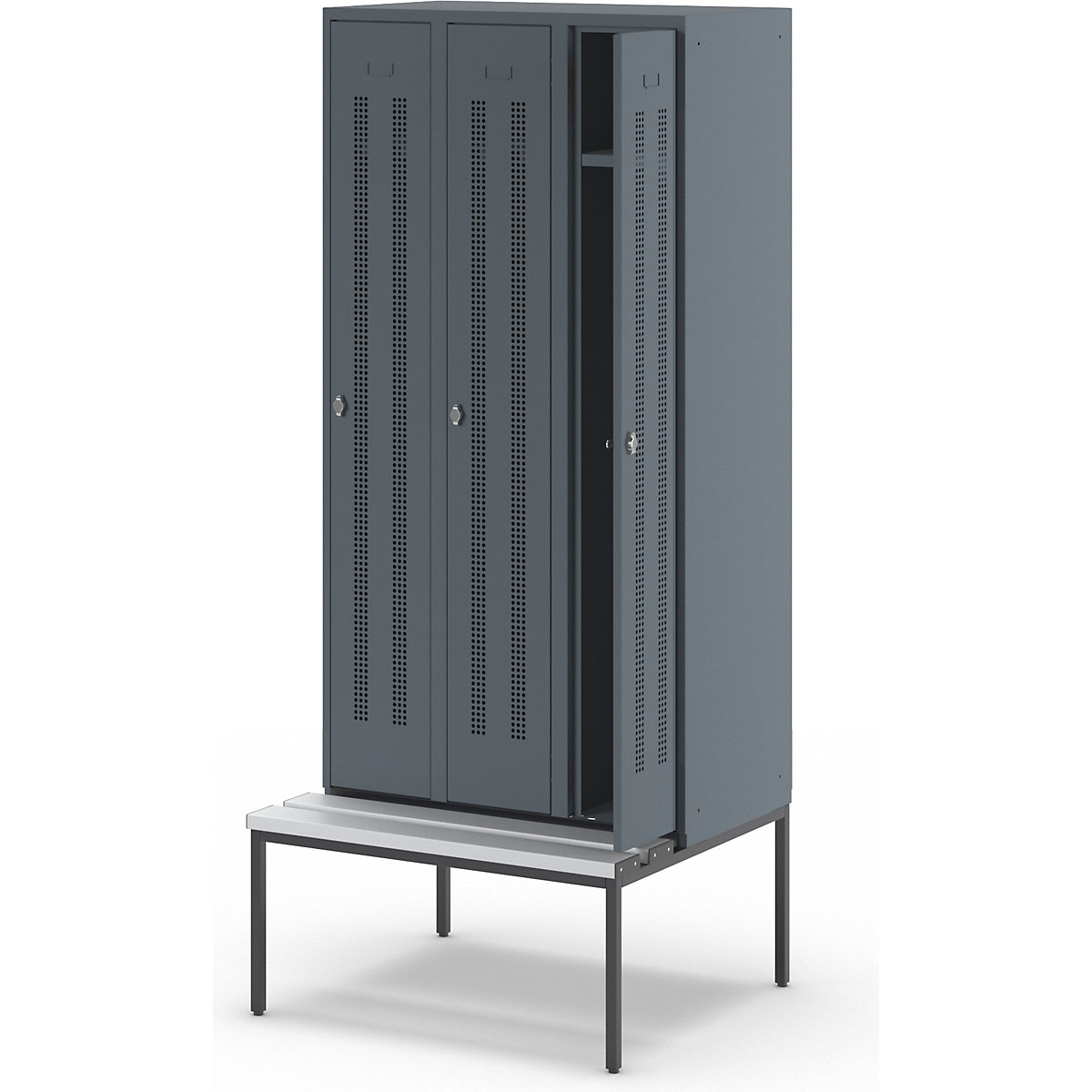 Berlin 1 bench seat clothes locker – Wolf (Product illustration 8)-7