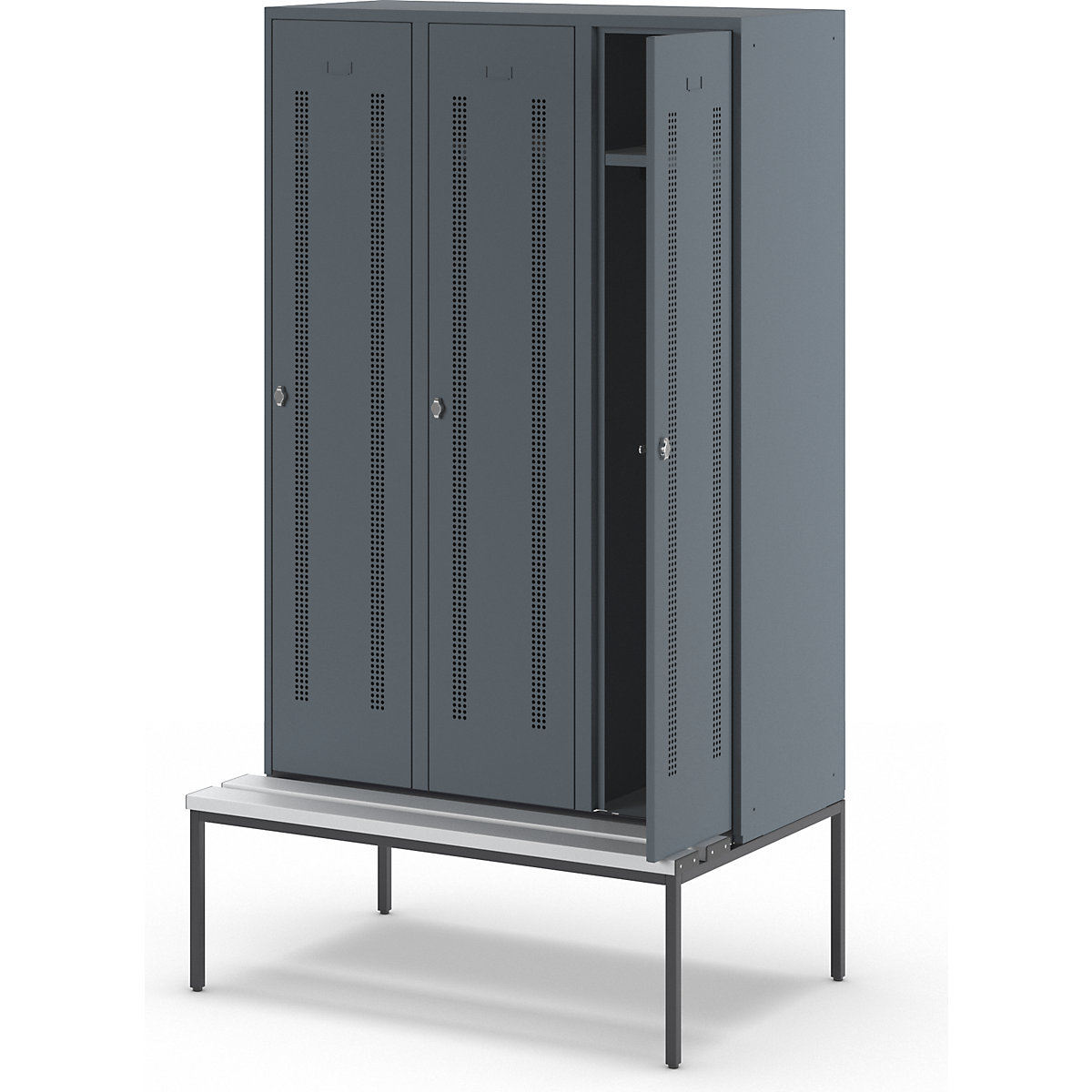 Berlin 1 bench seat clothes locker – Wolf (Product illustration 8)-7