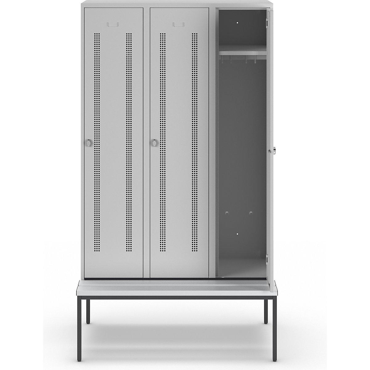 Berlin 1 bench seat clothes locker – Wolf (Product illustration 3)-2