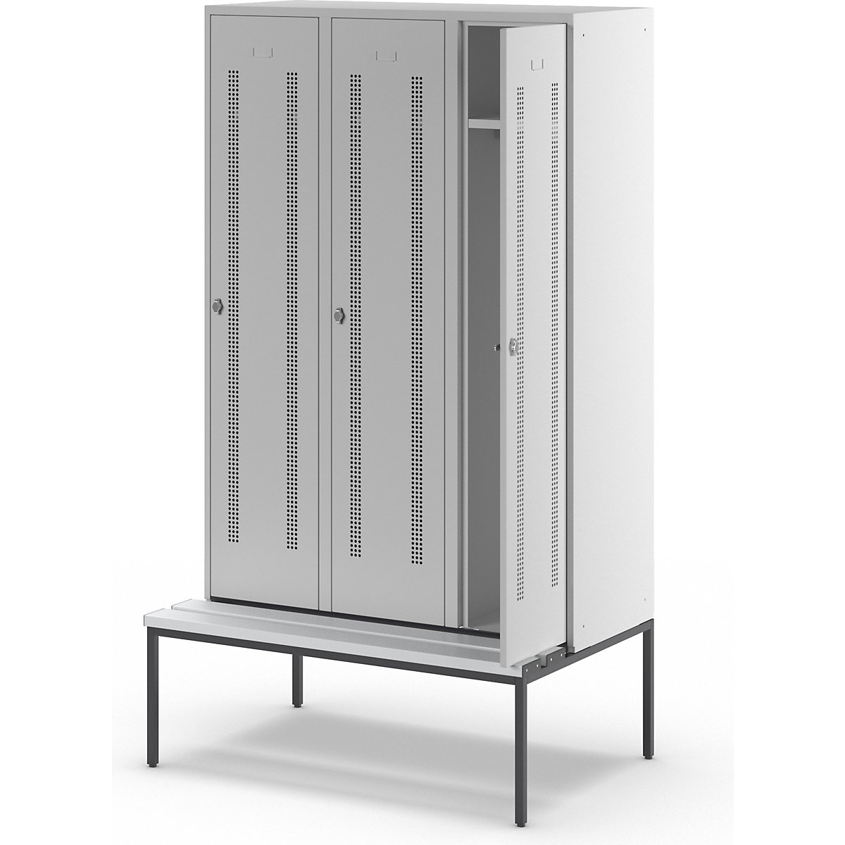 Berlin 1 bench seat clothes locker – Wolf (Product illustration 8)-7