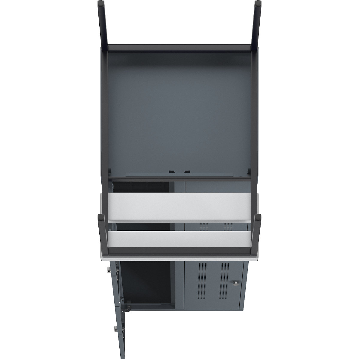 Berlin 1 bench seat double deck clothes locker – Wolf (Product illustration 7)-6