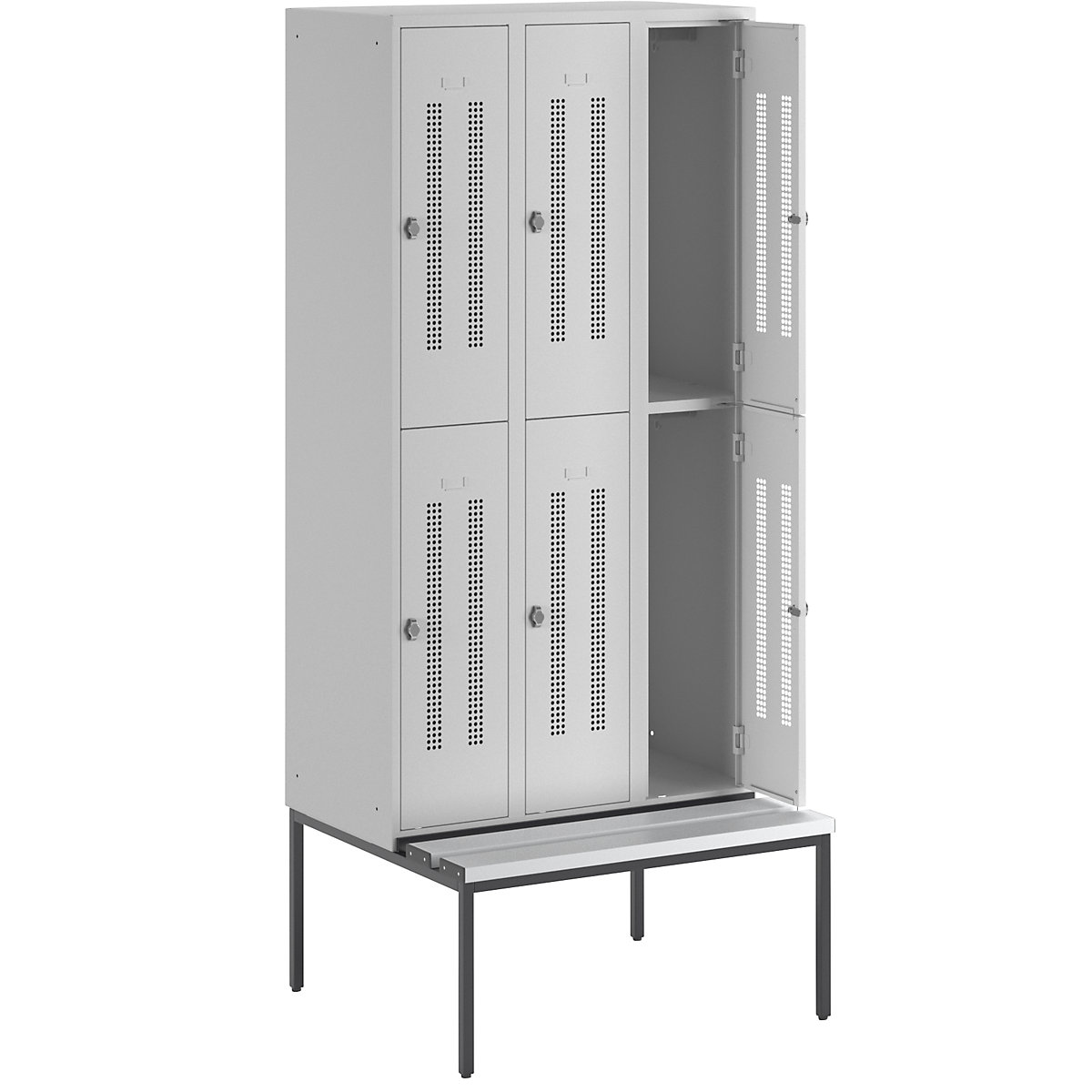 Berlin 1 bench seat double deck clothes locker – Wolf