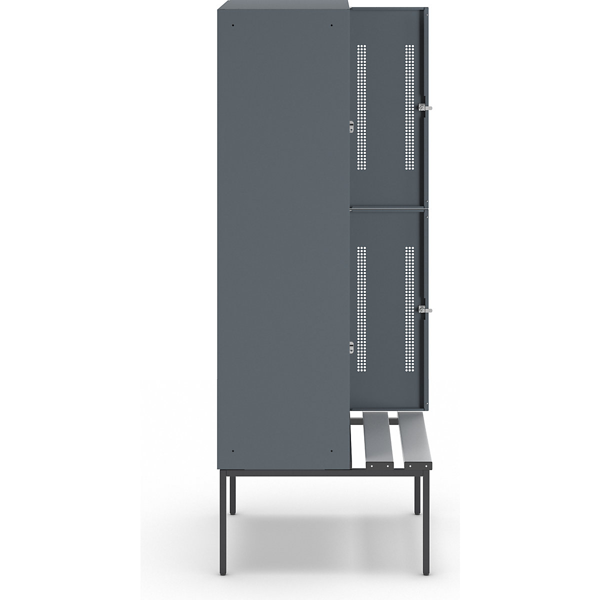 Berlin 1 bench seat double deck clothes locker – Wolf (Product illustration 4)-3
