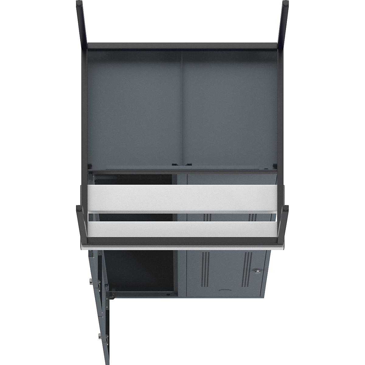 Berlin 1 bench seat double deck clothes locker – Wolf (Product illustration 7)-6