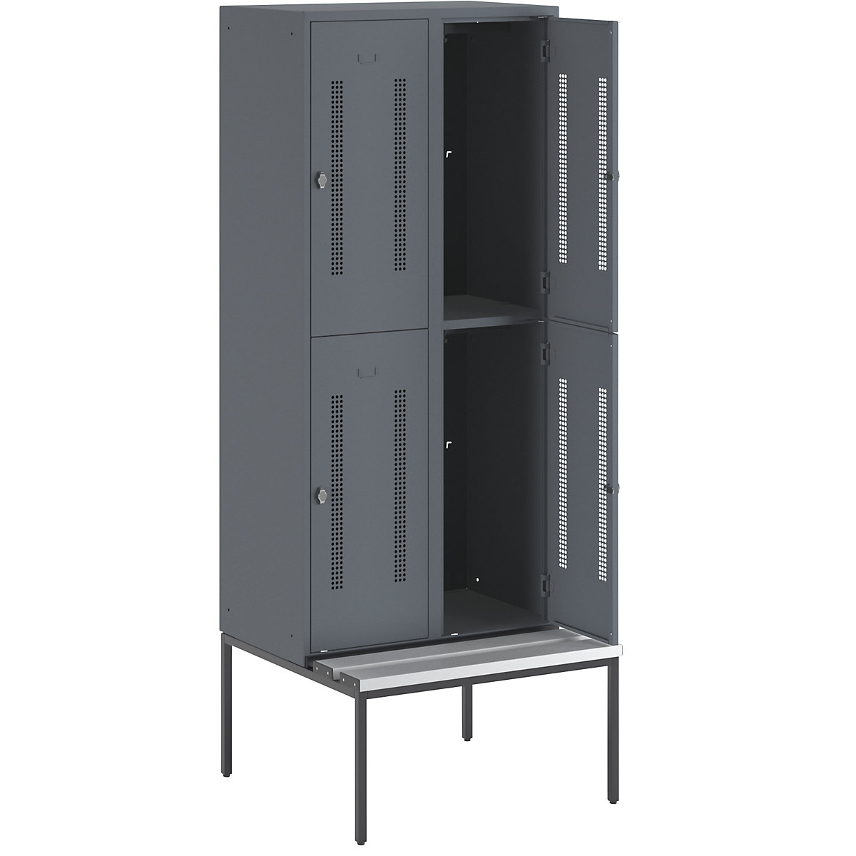 Berlin 1 bench seat double deck clothes locker – Wolf