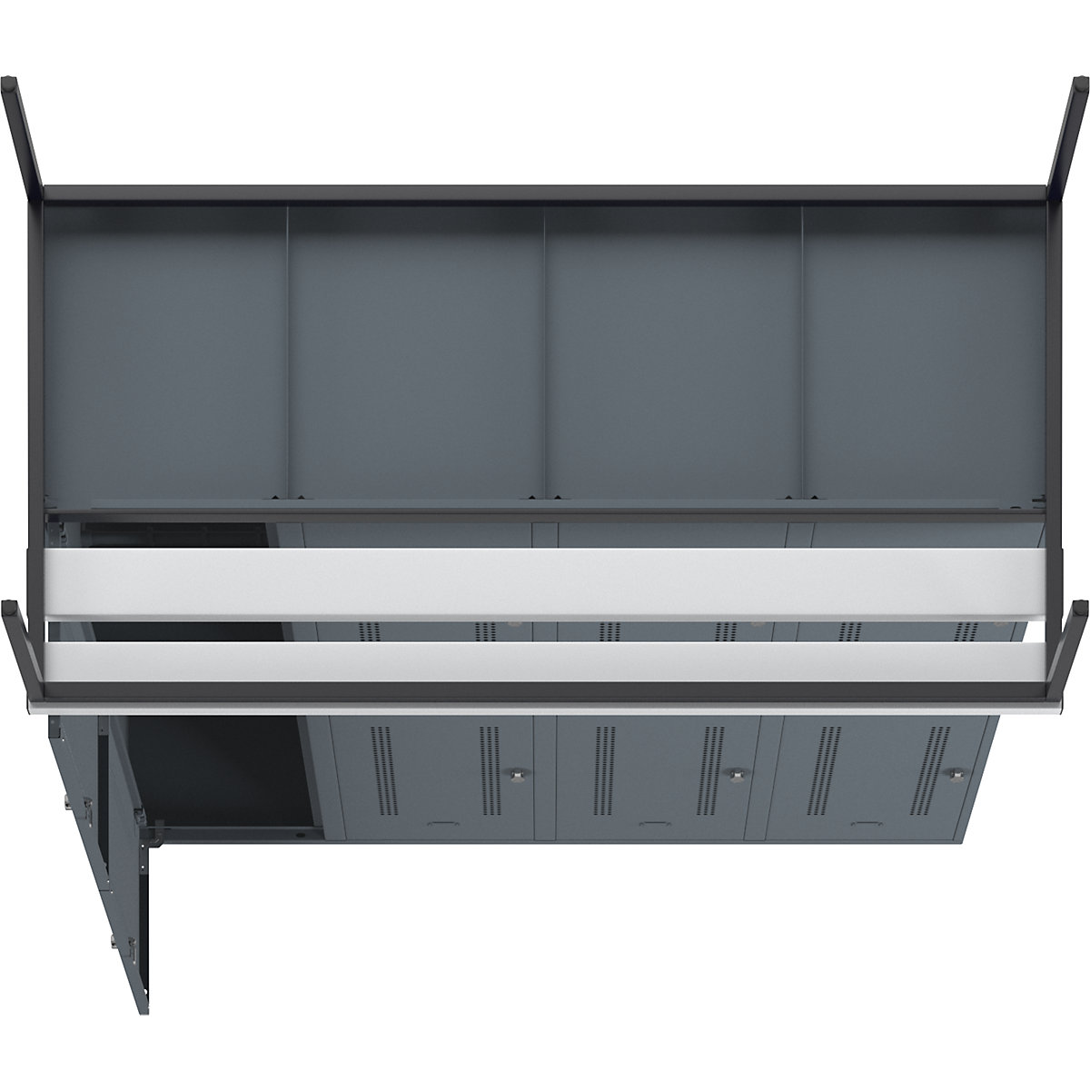 Berlin 1 bench seat double deck clothes locker – Wolf (Product illustration 7)-6
