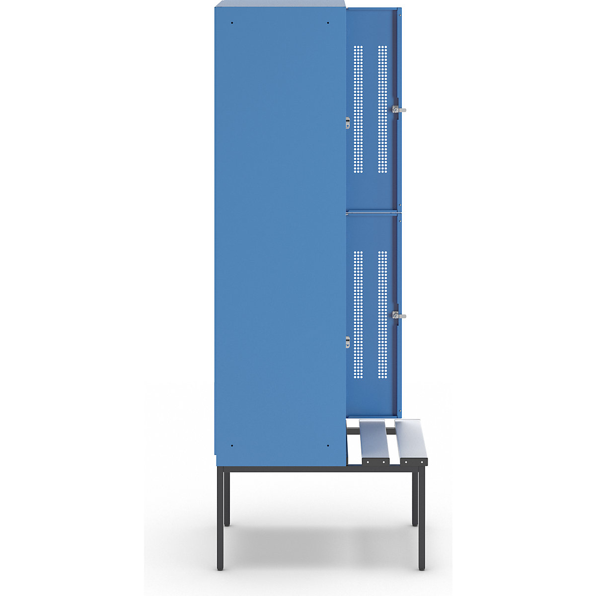 Berlin 1 bench seat double deck clothes locker – Wolf (Product illustration 4)-3