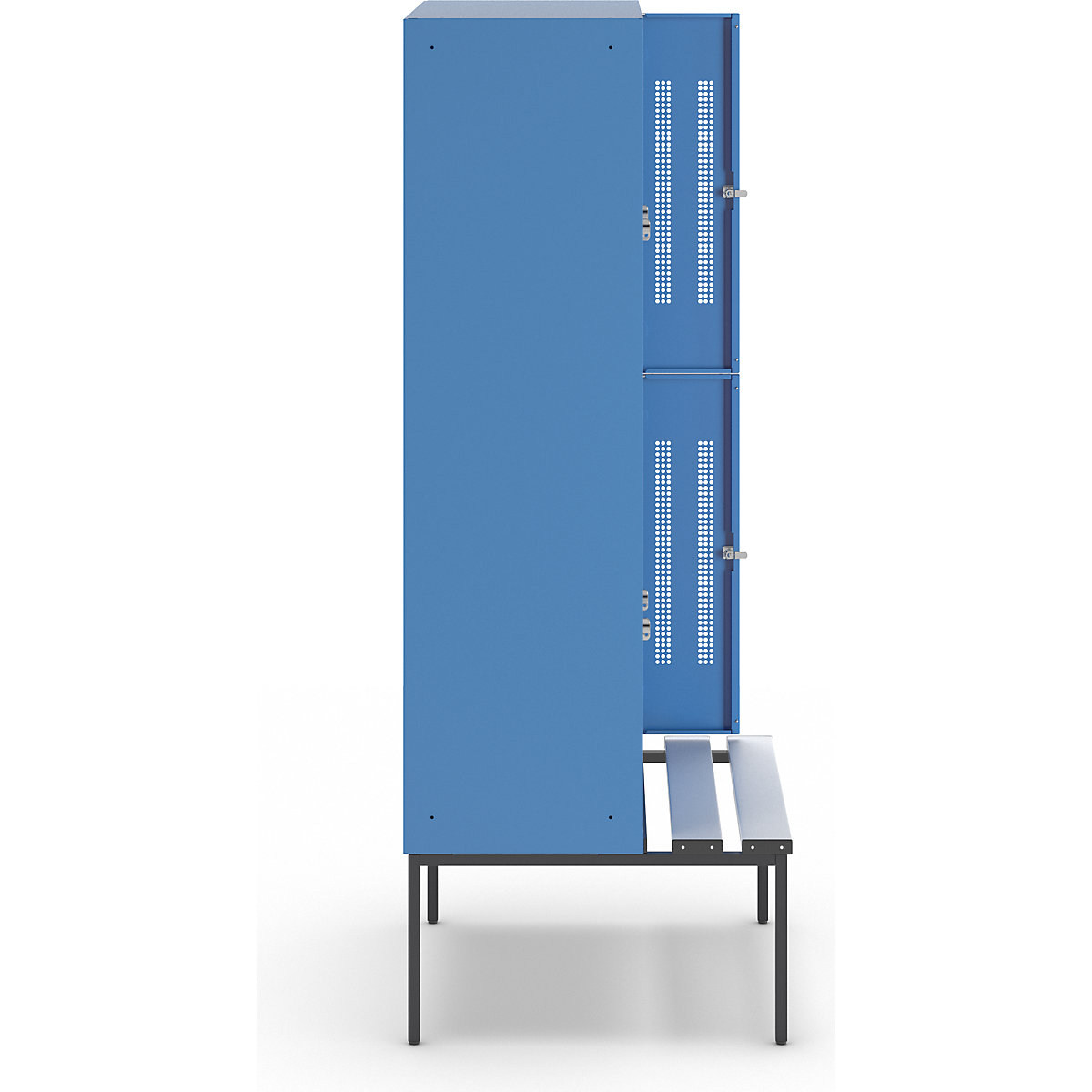 Berlin 1 bench seat double deck clothes locker – Wolf (Product illustration 4)-3