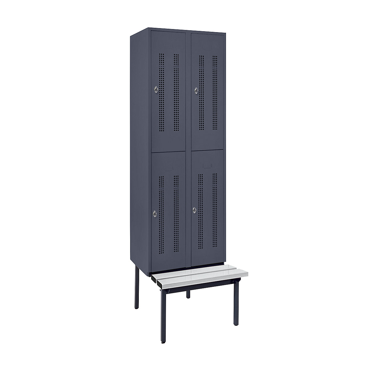 Berlin 1 bench seat double deck clothes locker – Wolf (Product illustration 9)-8