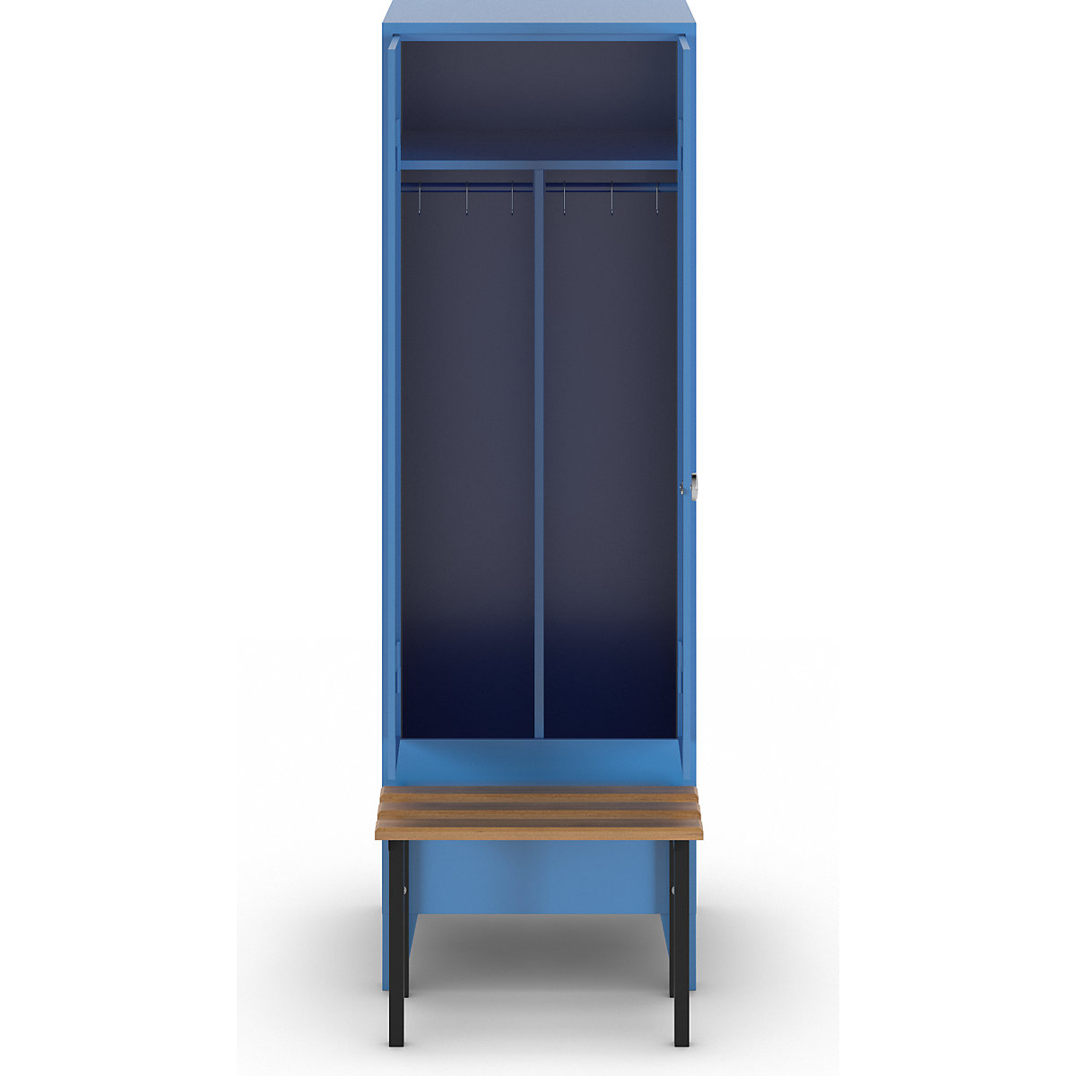 Berlin 1 clean and dirty locker with bench seat – Wolf (Product illustration 2)-1