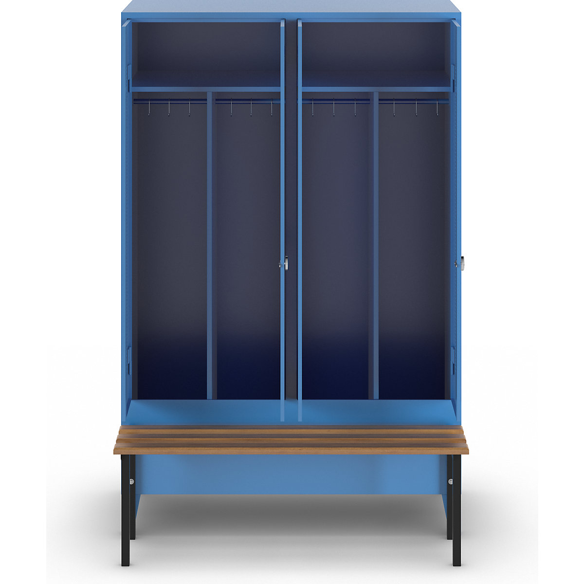 Berlin 1 clean and dirty locker with bench seat – Wolf (Product illustration 2)-1