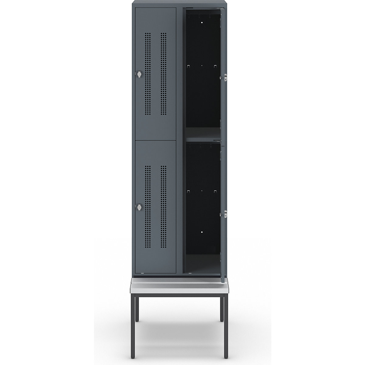 Berlin 1 double deck clothes locker with bench seat – Wolf (Product illustration 3)-2