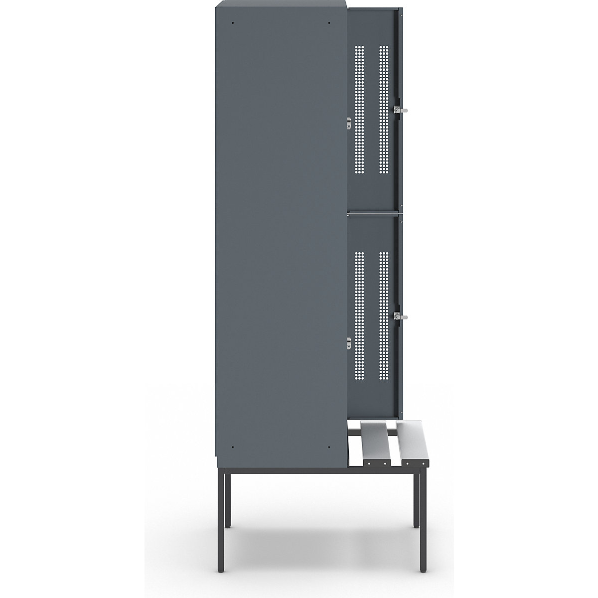 Berlin 1 double deck clothes locker with bench seat – Wolf (Product illustration 4)-3