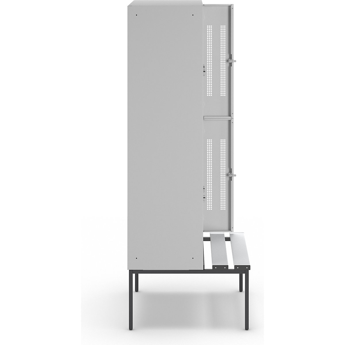 Berlin 1 double deck clothes locker with bench seat – Wolf (Product illustration 4)-3