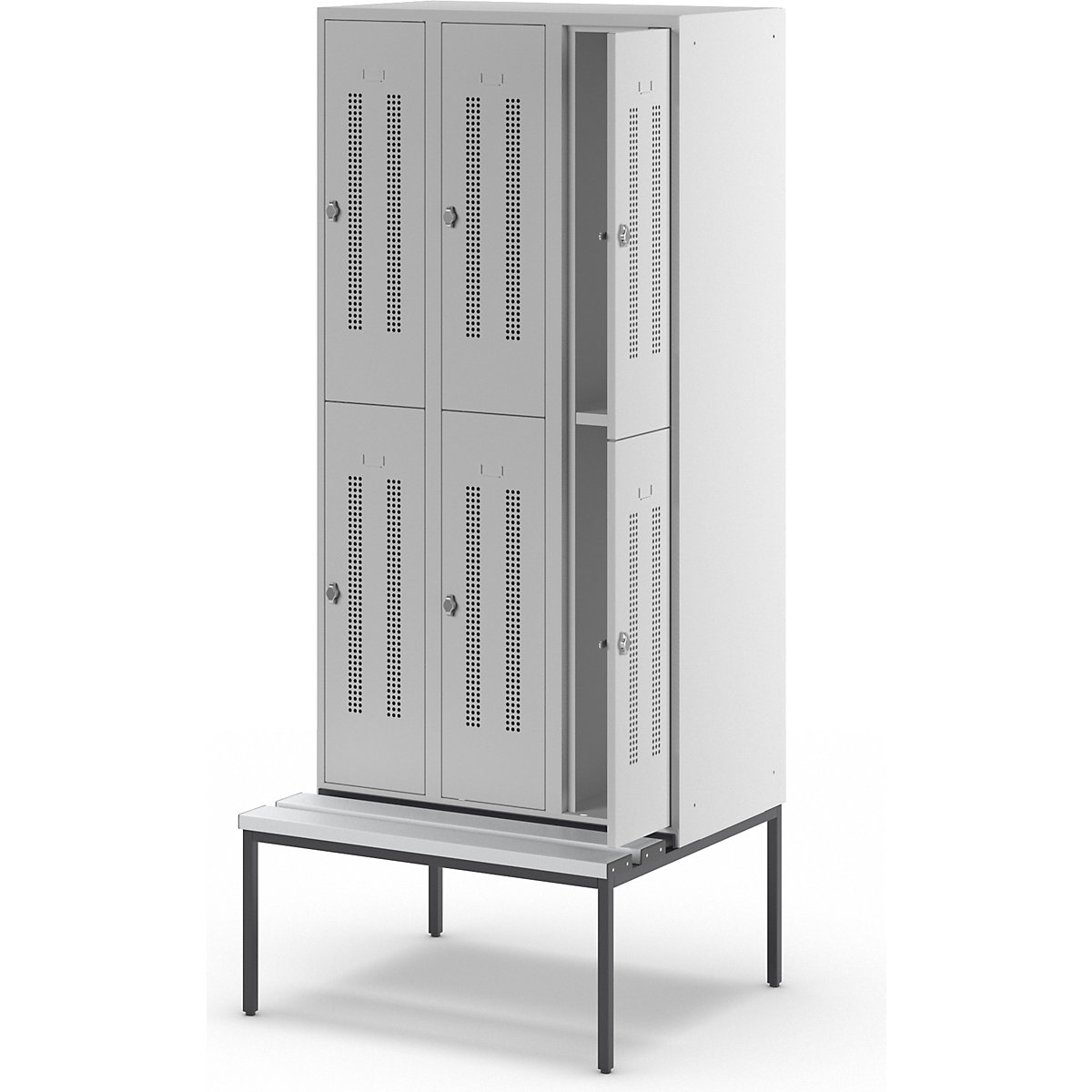 Berlin 1 double deck clothes locker with bench seat – Wolf (Product illustration 8)-7