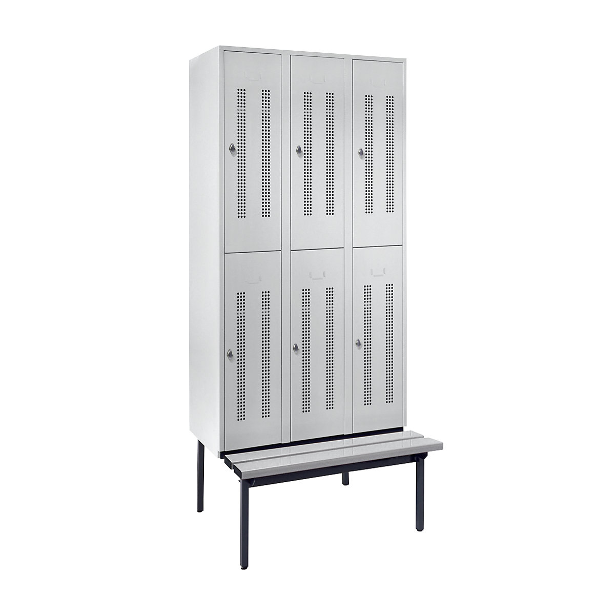 Berlin 1 double deck clothes locker with bench seat – Wolf (Product illustration 9)-8