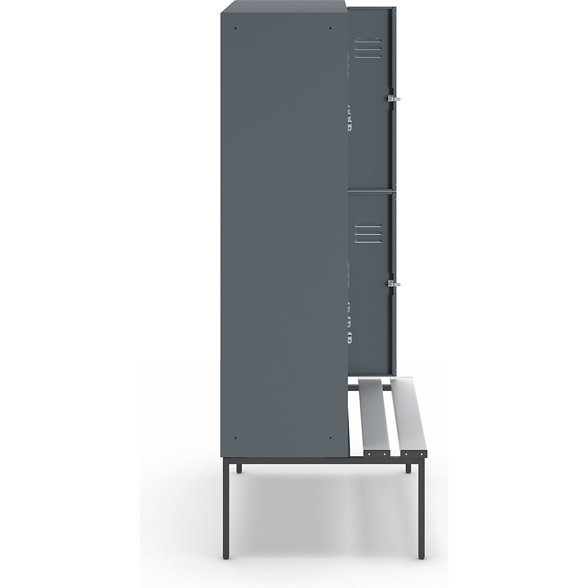Berlin 2 bench seat double-tier clothes locker – Wolf (Product illustration 4)-3