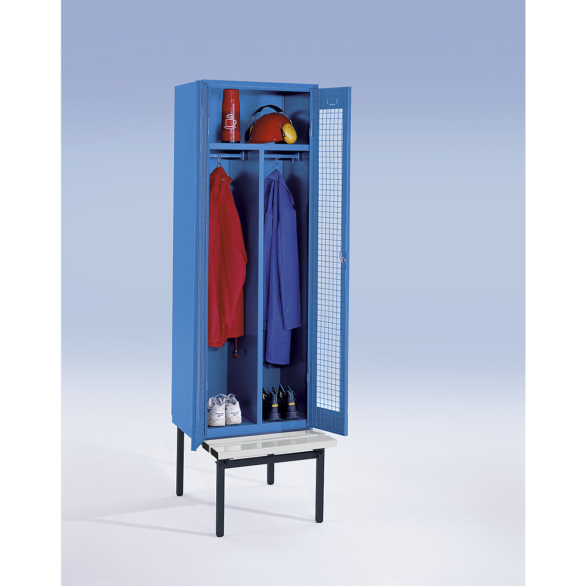 Berlin 2 clean and dirty locker with bench seat – Wolf (Product illustration 3)-2