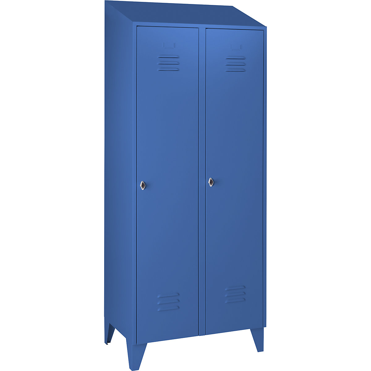 Berlin 2 clothes locker – Wolf, 2 compartments, light blue, width 800 mm, sloping roof shape-51
