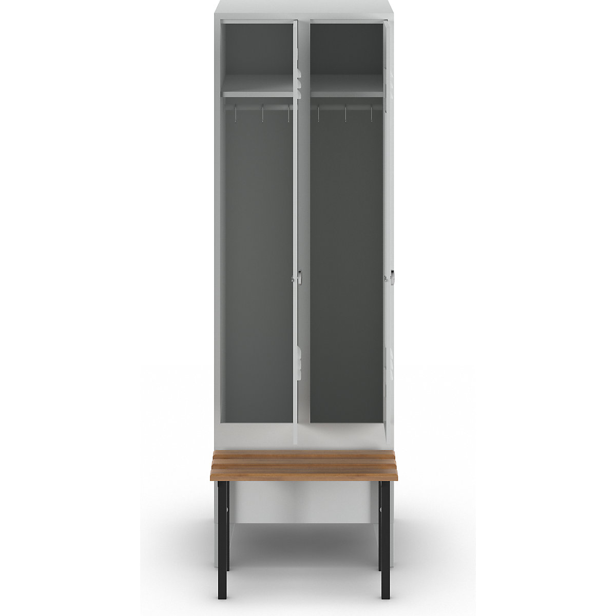 Berlin 2 clothes locker with bench seat – Wolf (Product illustration 3)-2